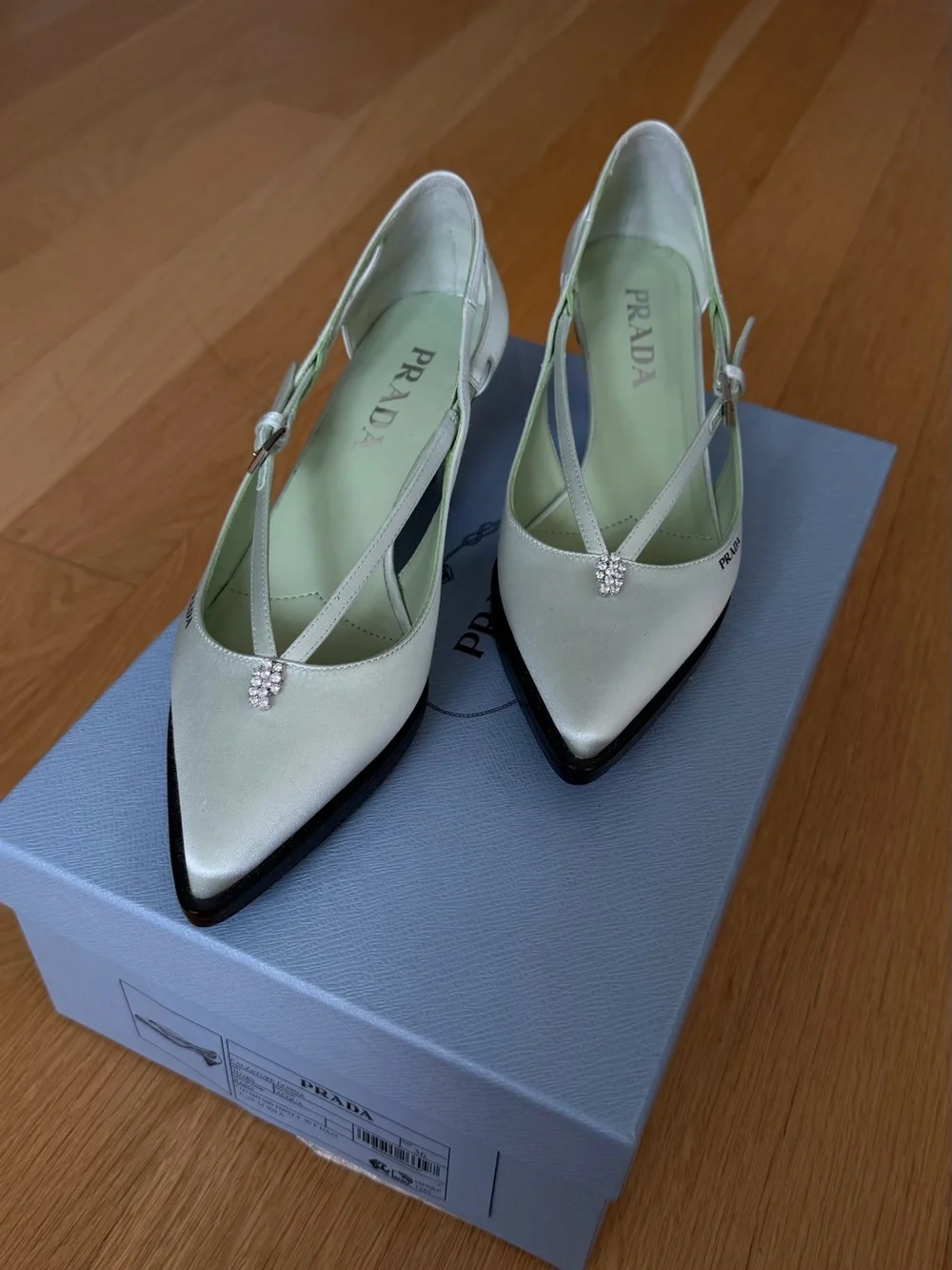 Prada Satin Pointed Slingback Pumps